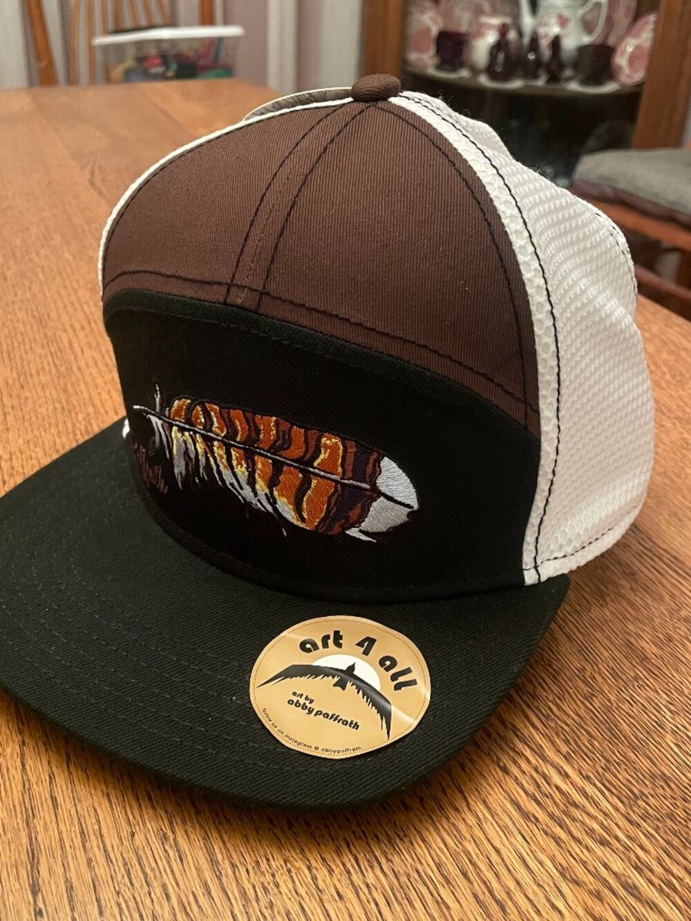 Abby Paffrath Hawk Feather Brown/White Snapback Trucker Hat Cap